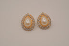 Vintage gold-tone teardrop faux pearl earrings