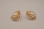Vintage gold-tone teardrop faux pearl earrings