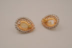 Vintage gold-tone teardrop faux pearl earrings