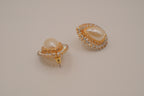 Vintage gold-tone teardrop faux pearl earrings