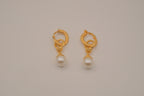 Vintage gold-tone hoop faux pearl drop earrings