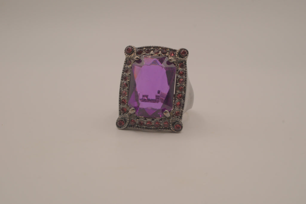 Chunky Gunmetal Purple stone ring