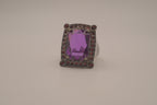 Chunky Gunmetal Purple stone ring