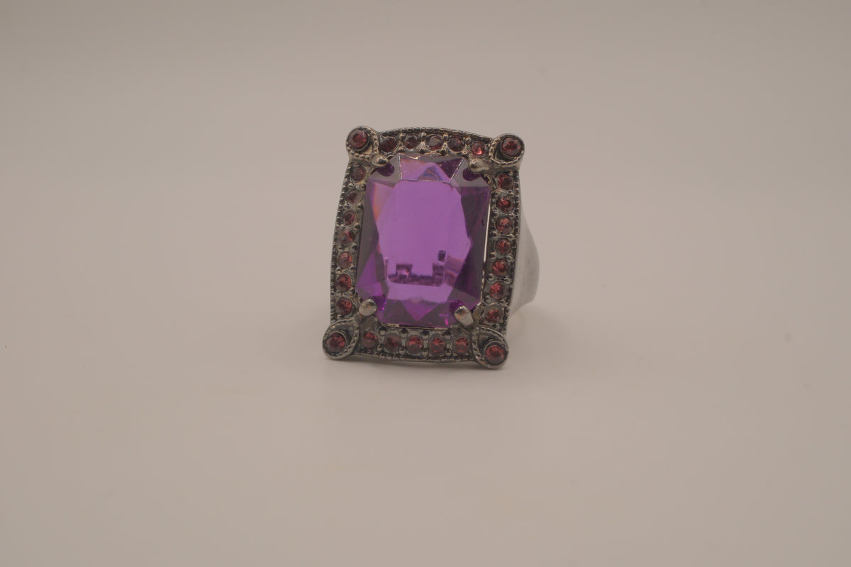 Chunky Gunmetal Purple stone ring