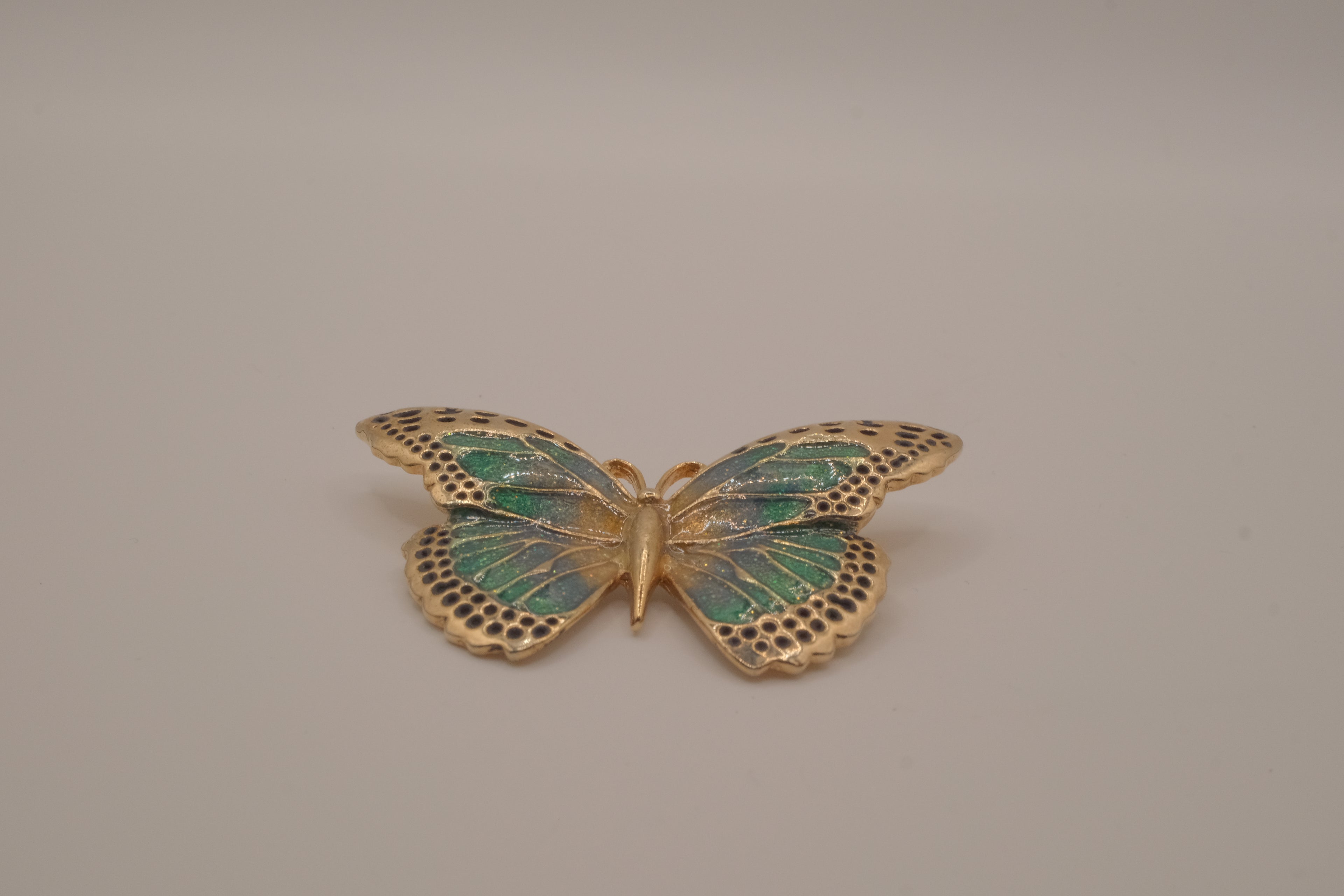Vintage green and blue enamel butterfly brooch
