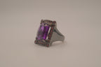 Chunky Gunmetal Purple stone ring