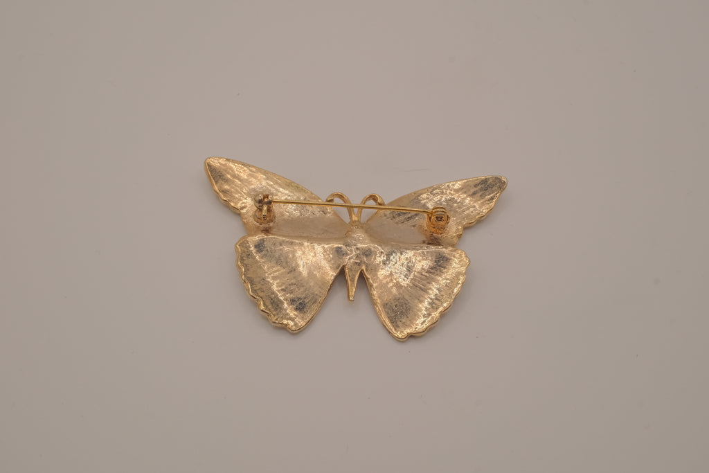 Vintage green and blue enamel butterfly brooch