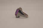 Chunky Gunmetal Purple stone ring