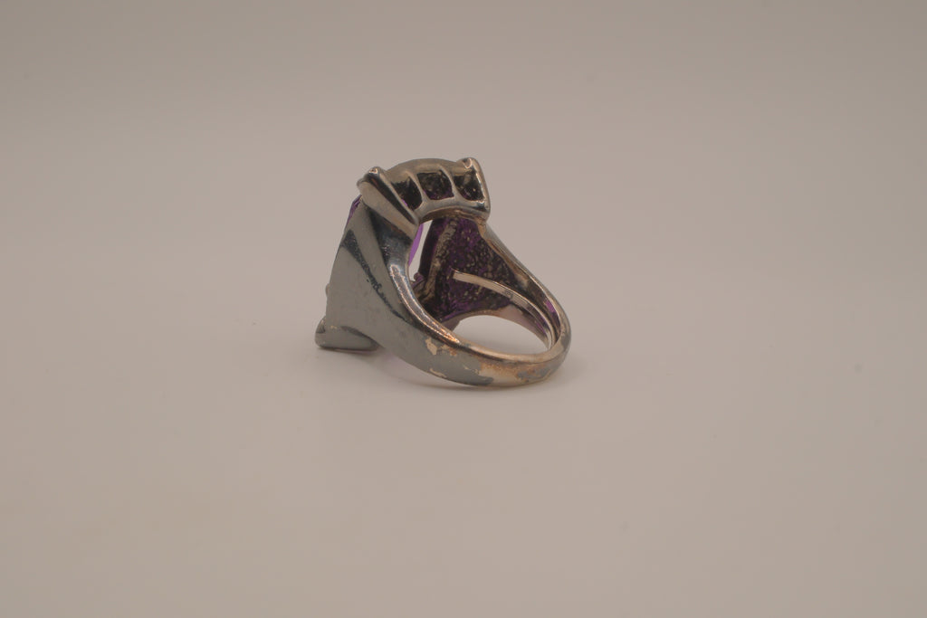 Chunky Gunmetal Purple stone ring