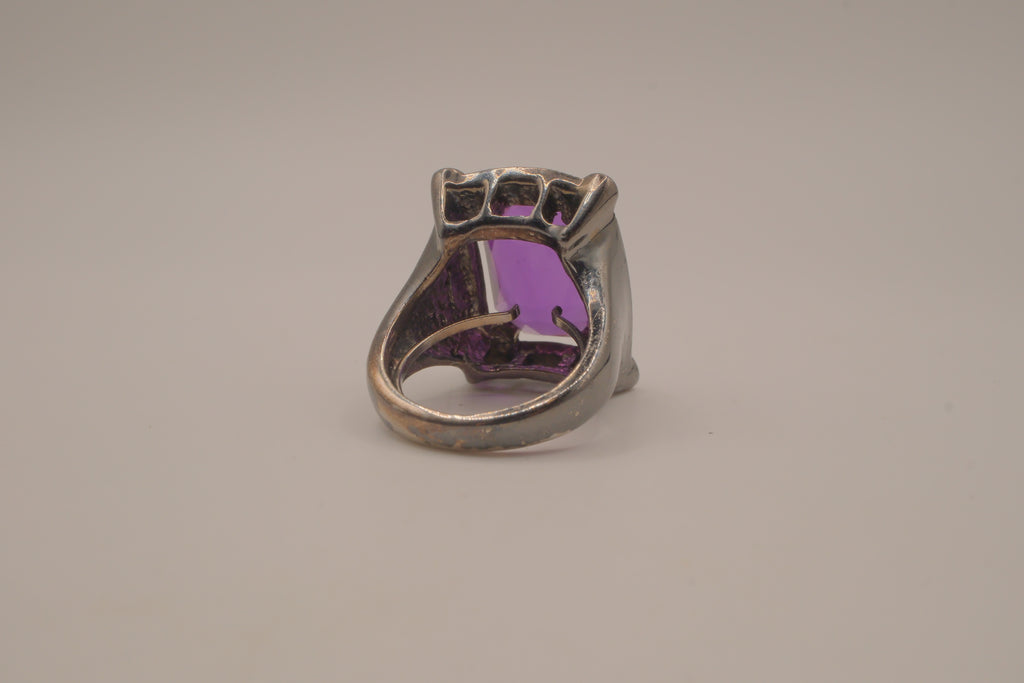 Chunky Gunmetal Purple stone ring