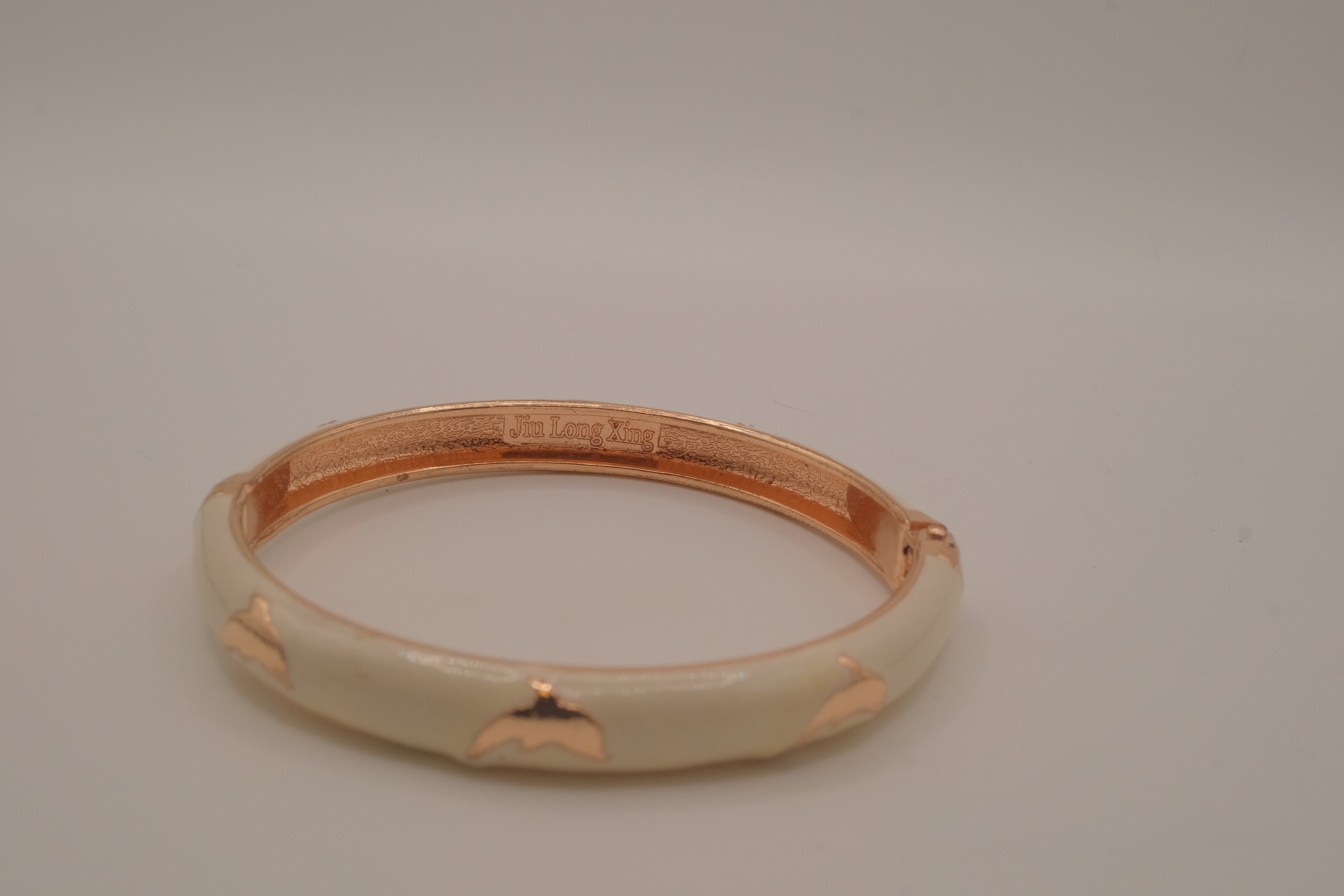 Dolphin enamel hinged bangle bracelet