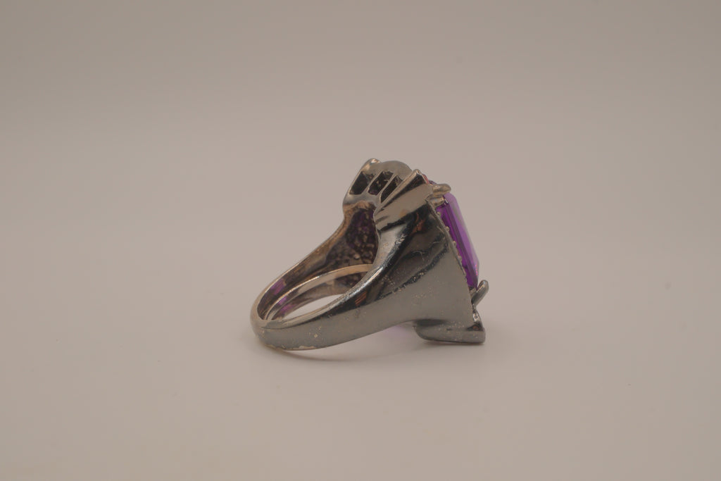 Chunky Gunmetal Purple stone ring
