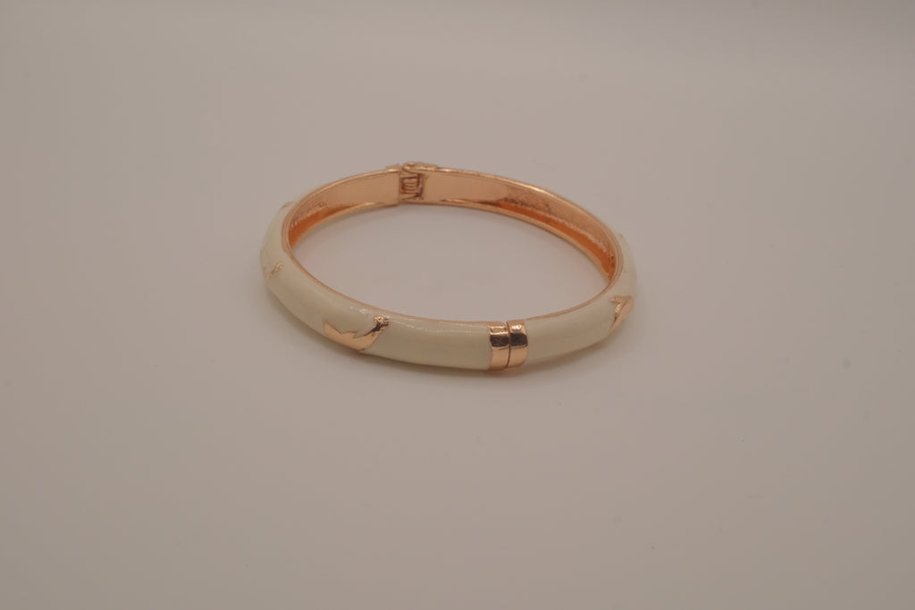 Dolphin enamel hinged bangle bracelet