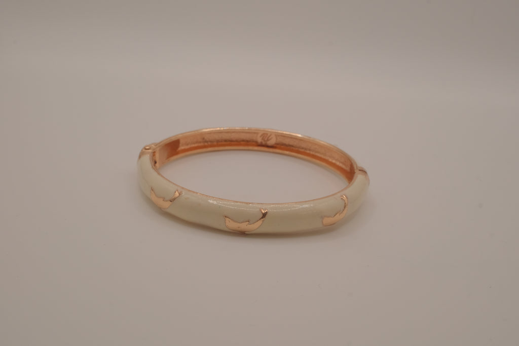 Dolphin enamel hinged bangle bracelet
