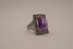 Chunky Gunmetal Purple stone ring