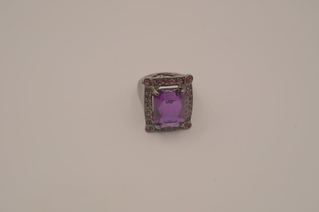 Chunky Gunmetal Purple stone ring