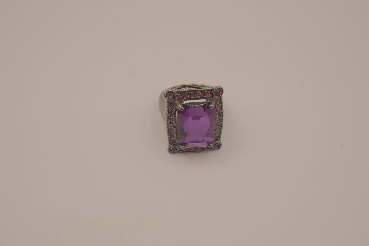Chunky Gunmetal Purple stone ring