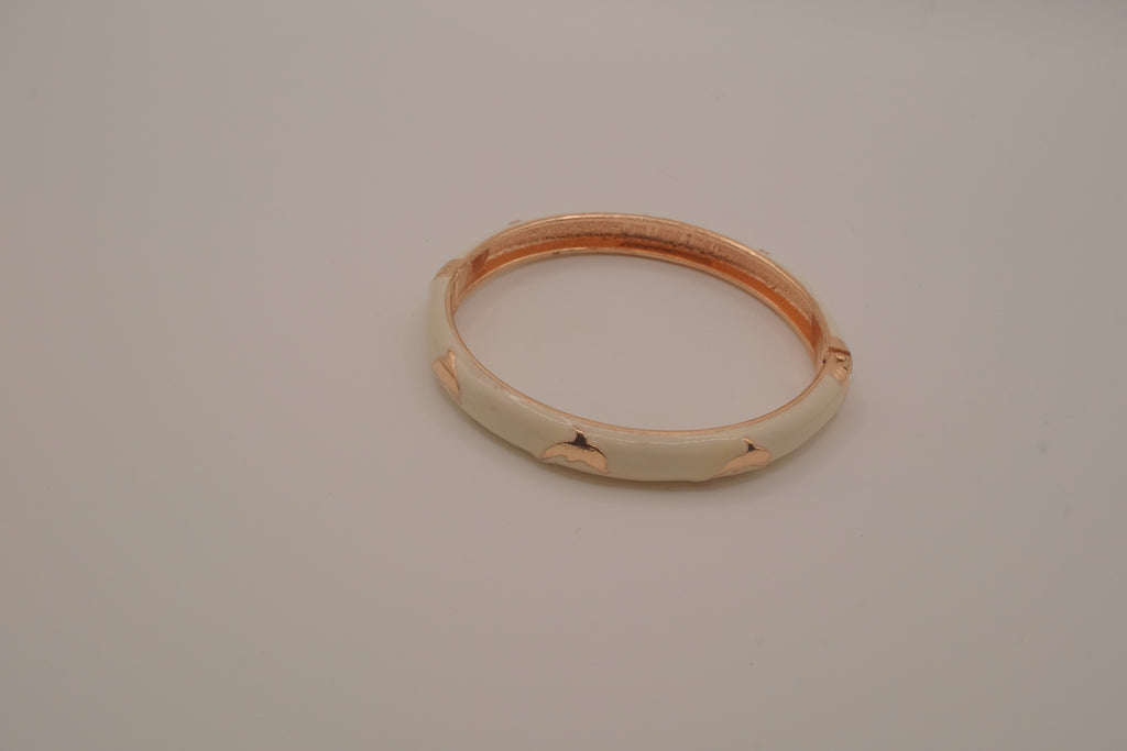 Dolphin enamel hinged bangle bracelet