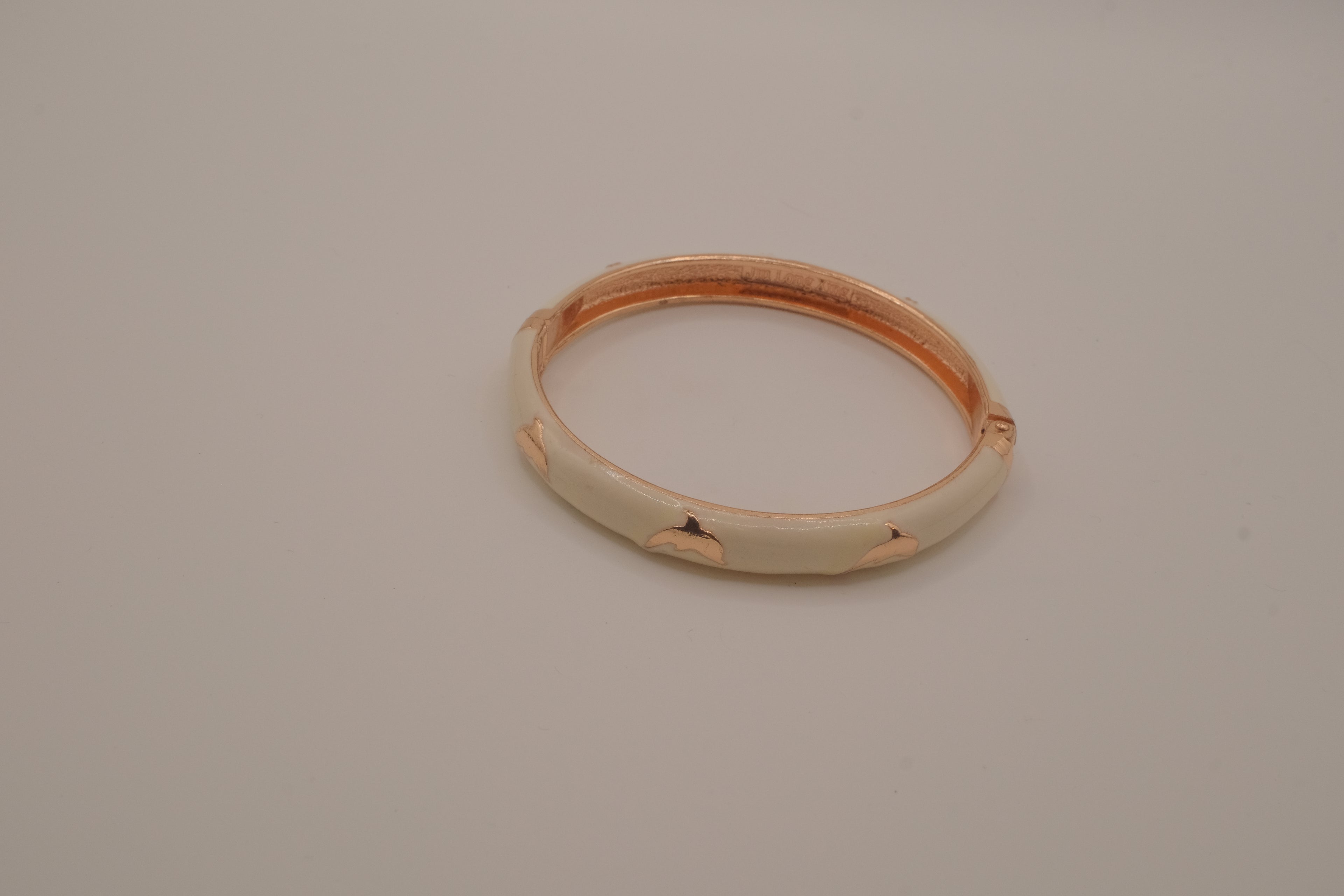 Dolphin enamel hinged bangle bracelet