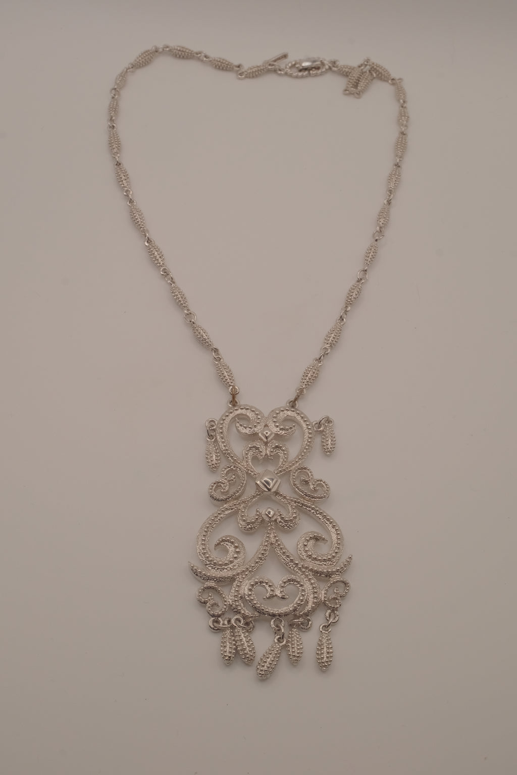 D'Orlan silver-tone filigree statement necklace