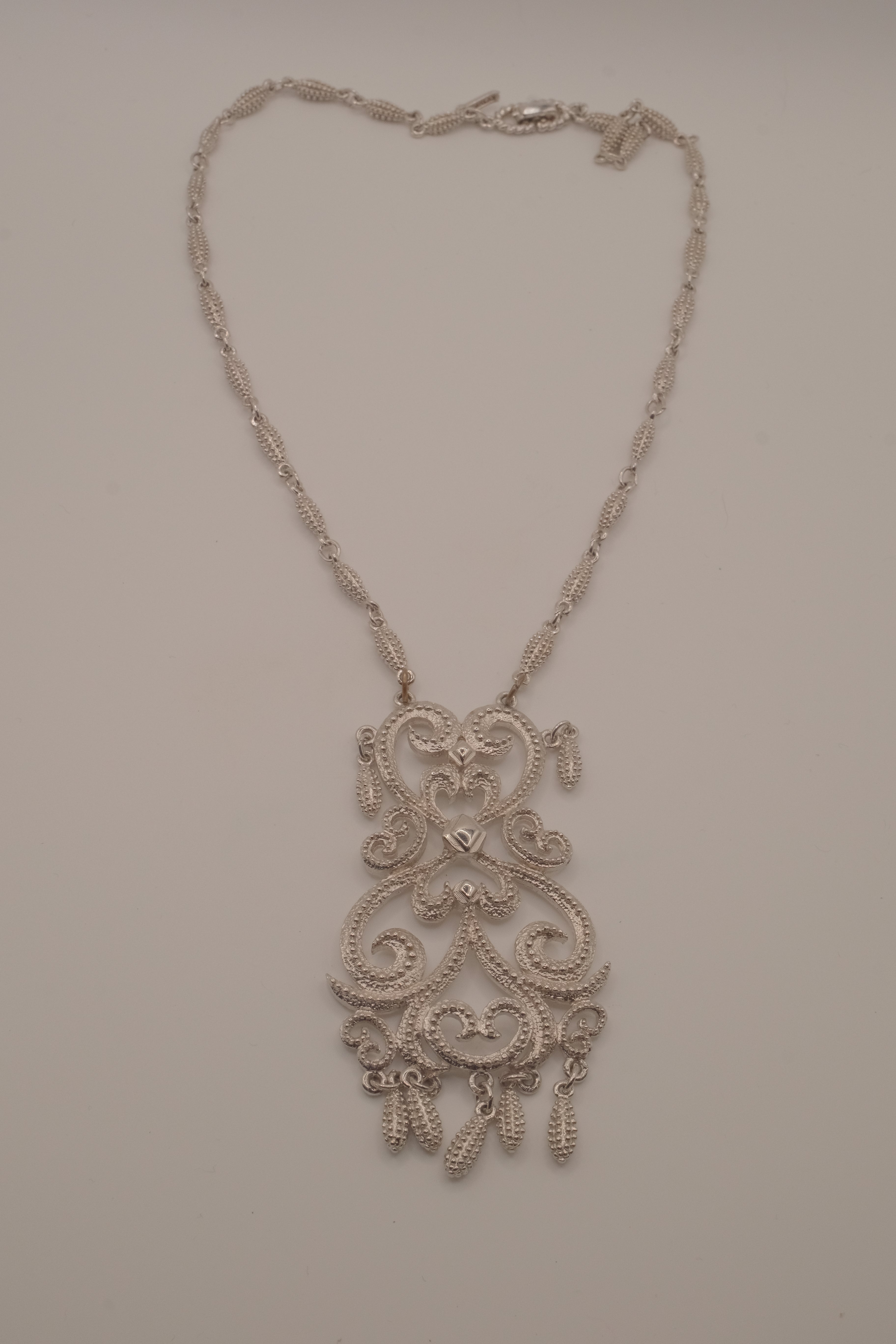 D'Orlan silver-tone filigree statement necklace