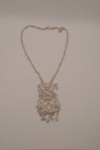 D'Orlan silver-tone filigree statement necklace