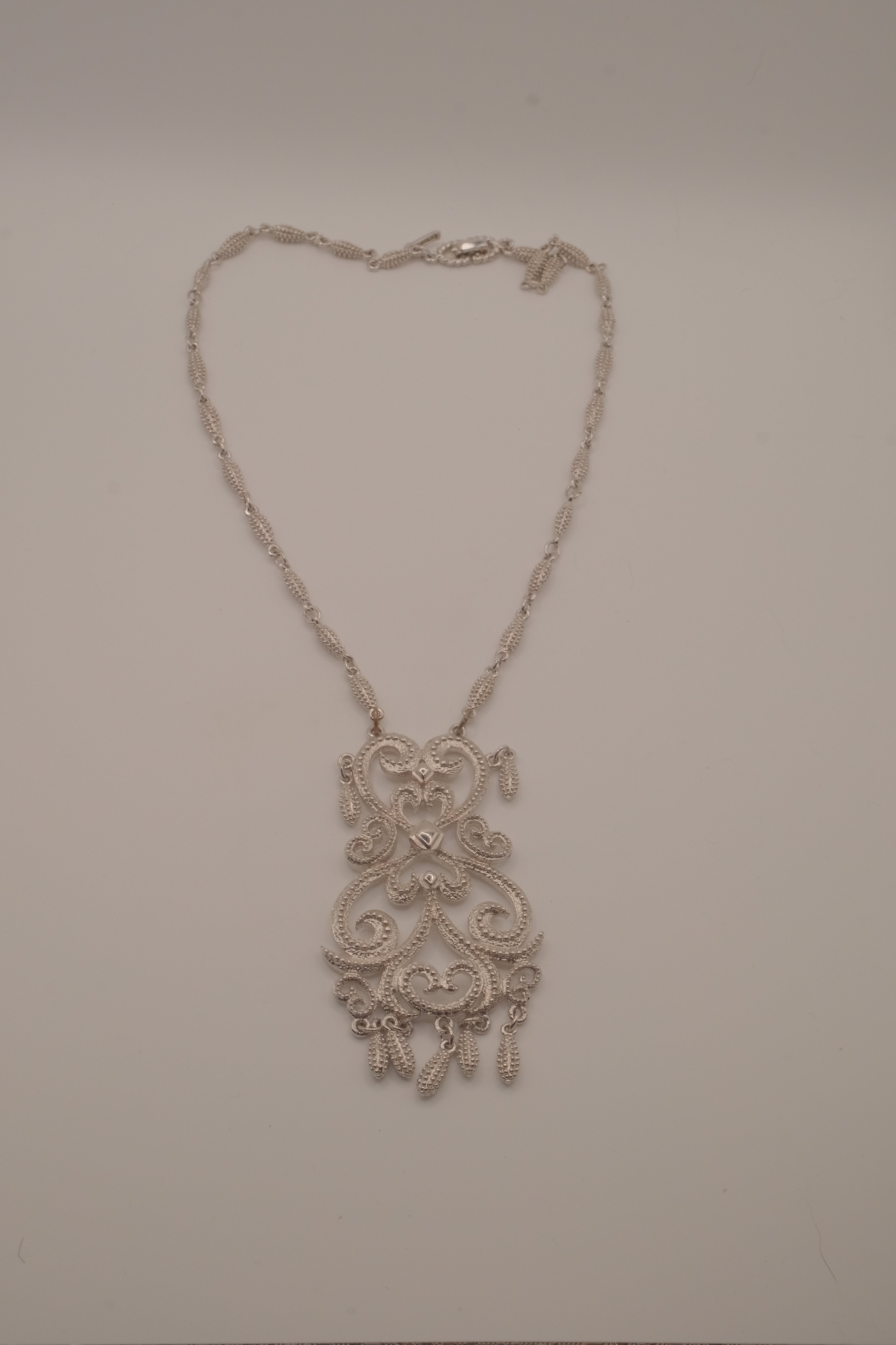 D'Orlan silver-tone filigree statement necklace