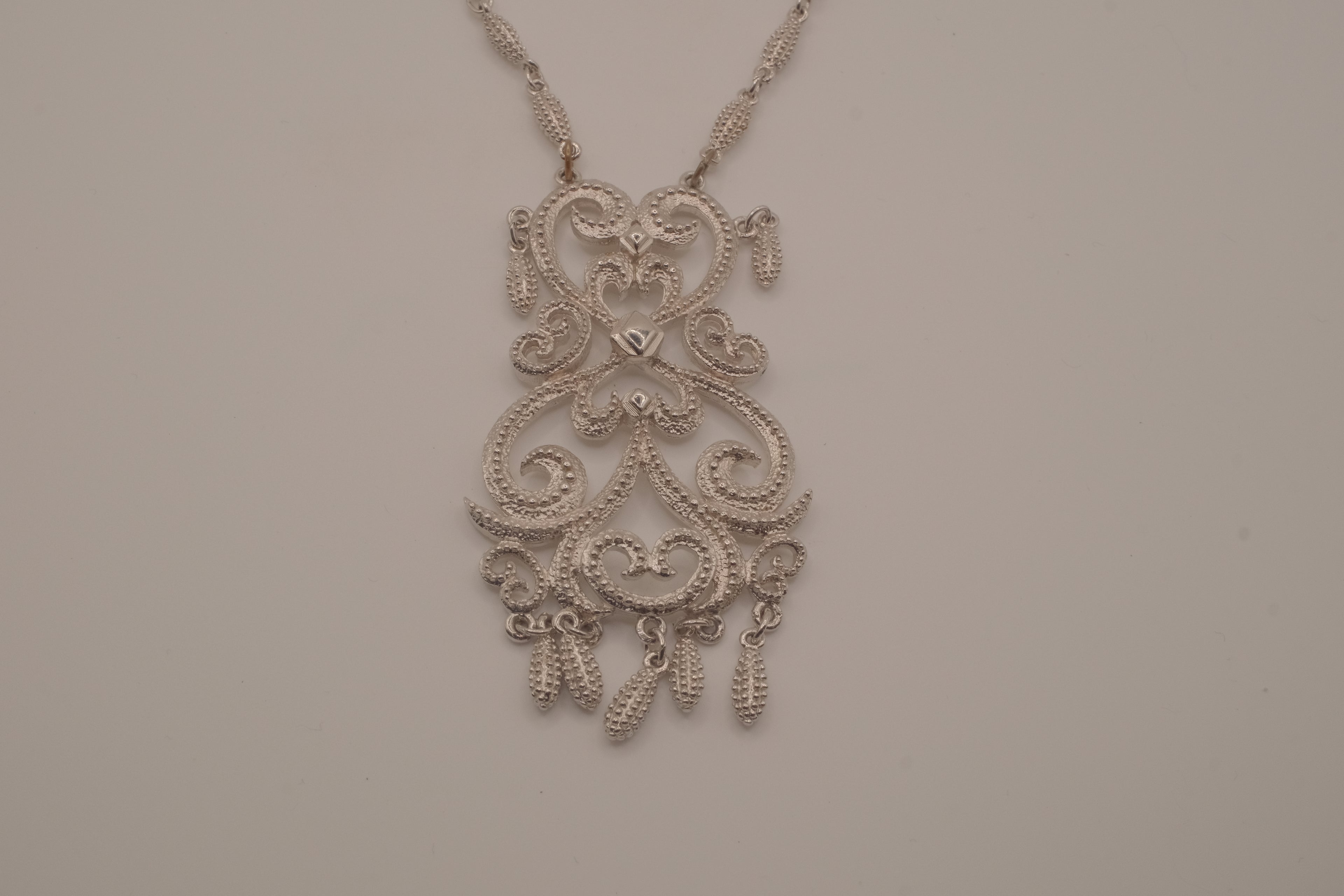 D'Orlan silver-tone filigree statement necklace