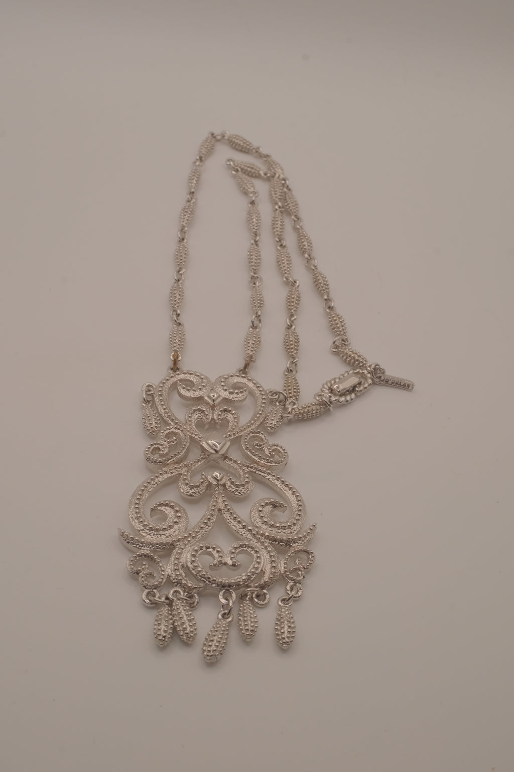 D'Orlan silver-tone filigree statement necklace