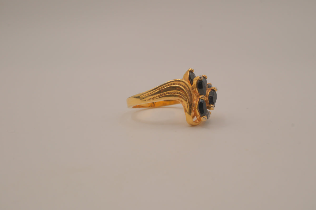 Vintage asymmetrical Black stone cocktail ring