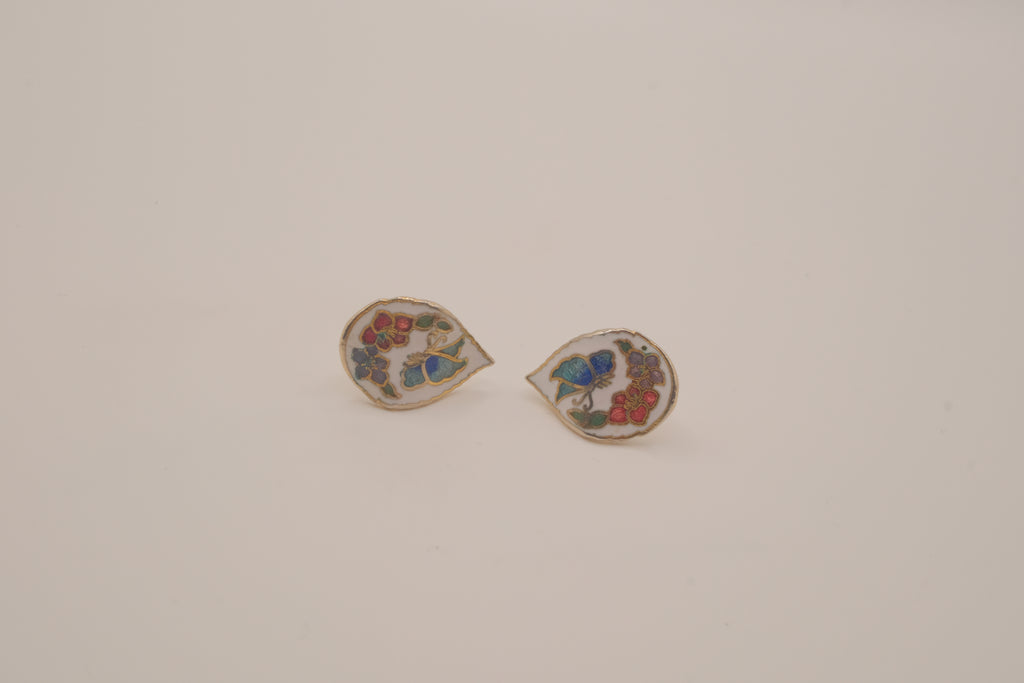 Vintage cloisonné teardrop enamel earrings