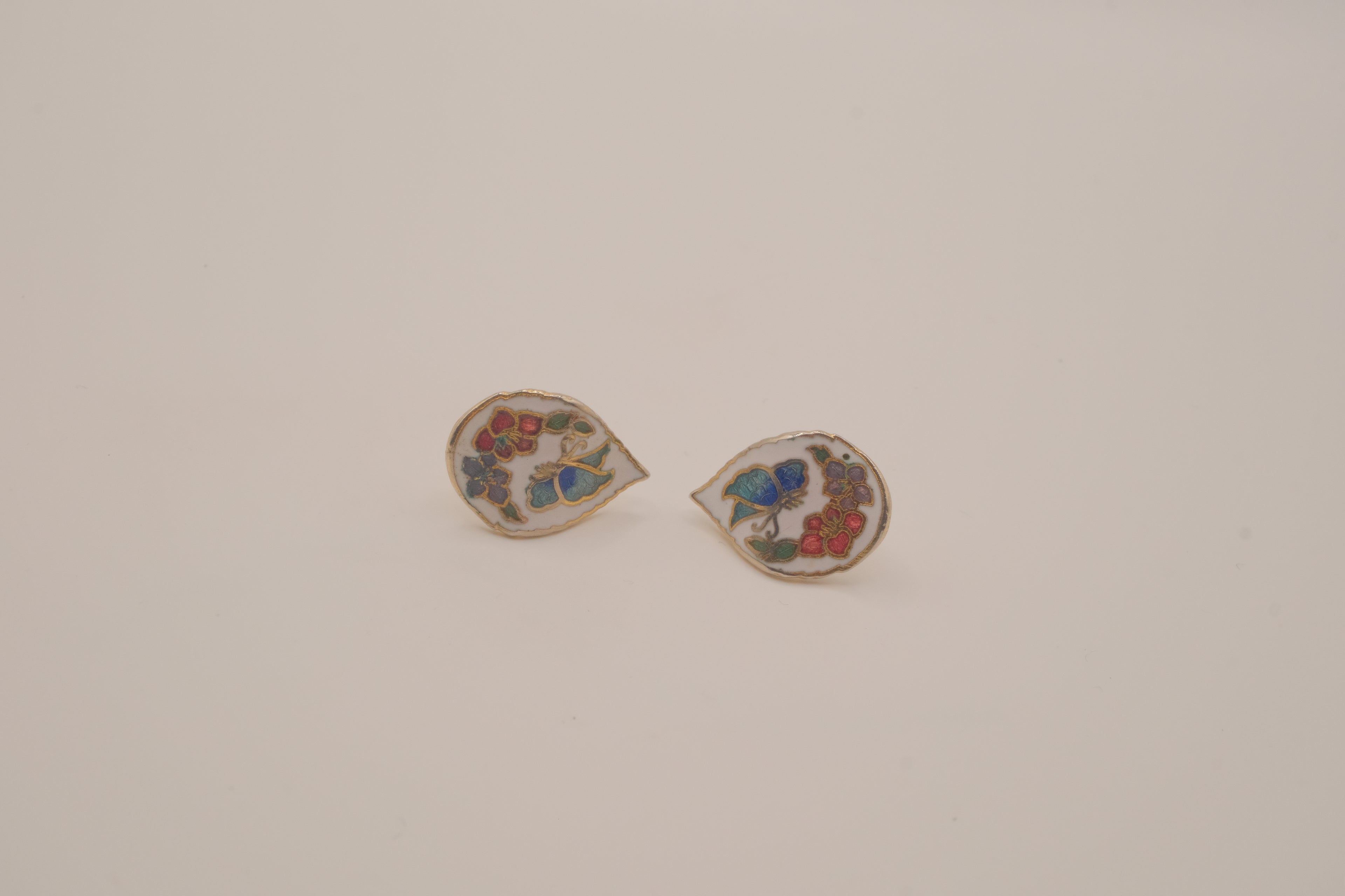 Vintage cloisonné teardrop enamel earrings
