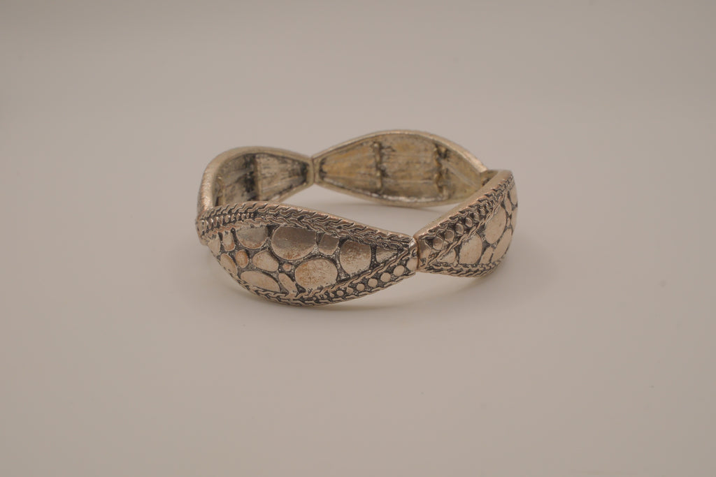 Antique silver-toned stretch panel bracelet