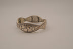 Antique silver-toned stretch panel bracelet