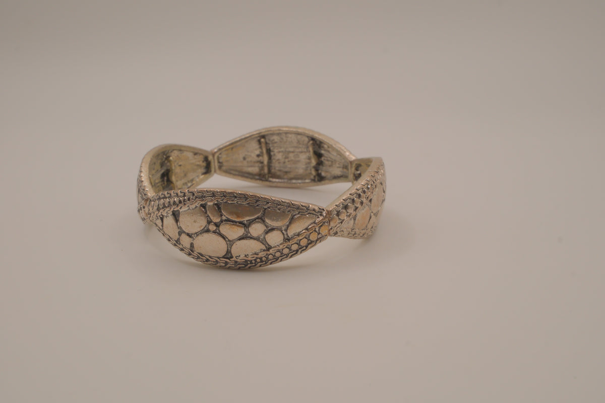 Antique silver-toned stretch panel bracelet