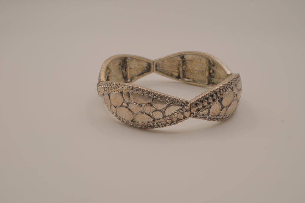 Antique silver-toned stretch panel bracelet