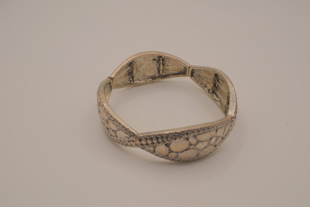 Antique silver-toned stretch panel bracelet
