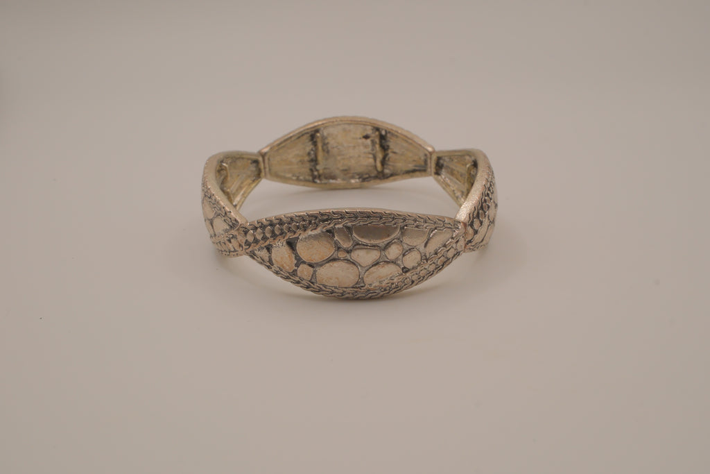 Antique silver-toned stretch panel bracelet