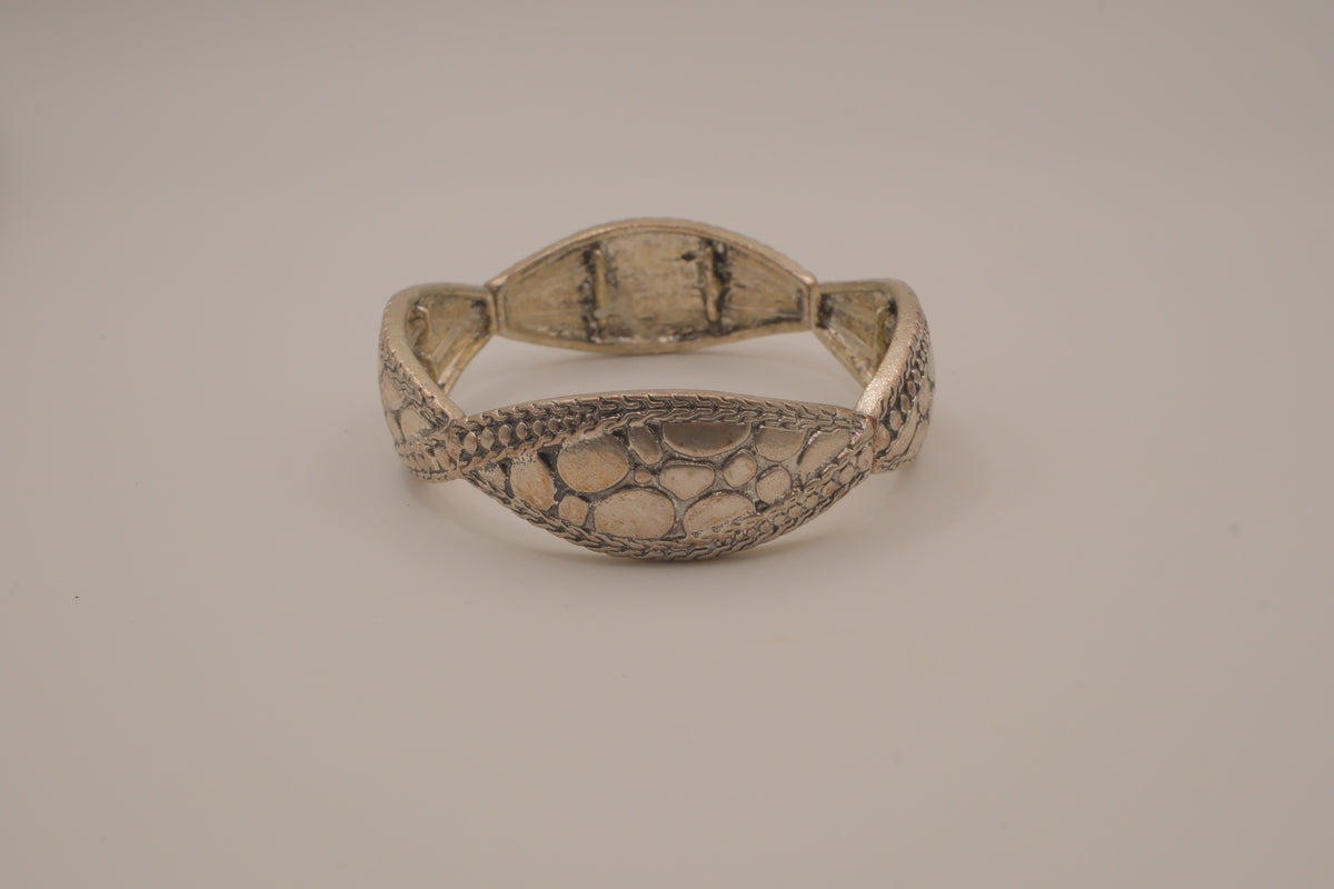 Antique silver-toned stretch panel bracelet