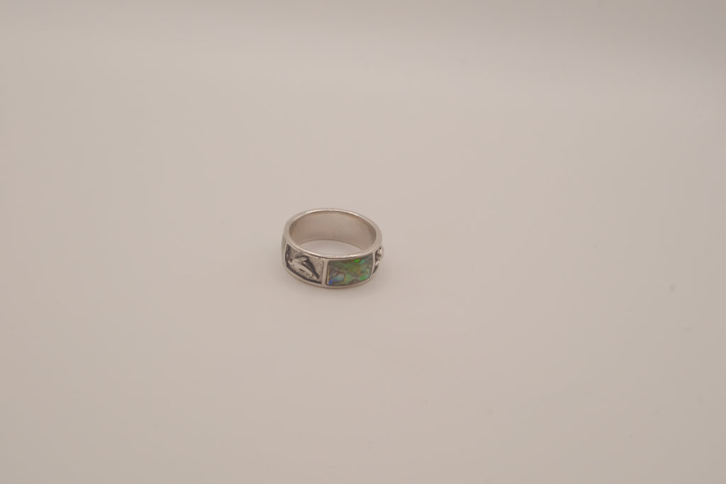 Dolphin and Abalone shell inlay ring