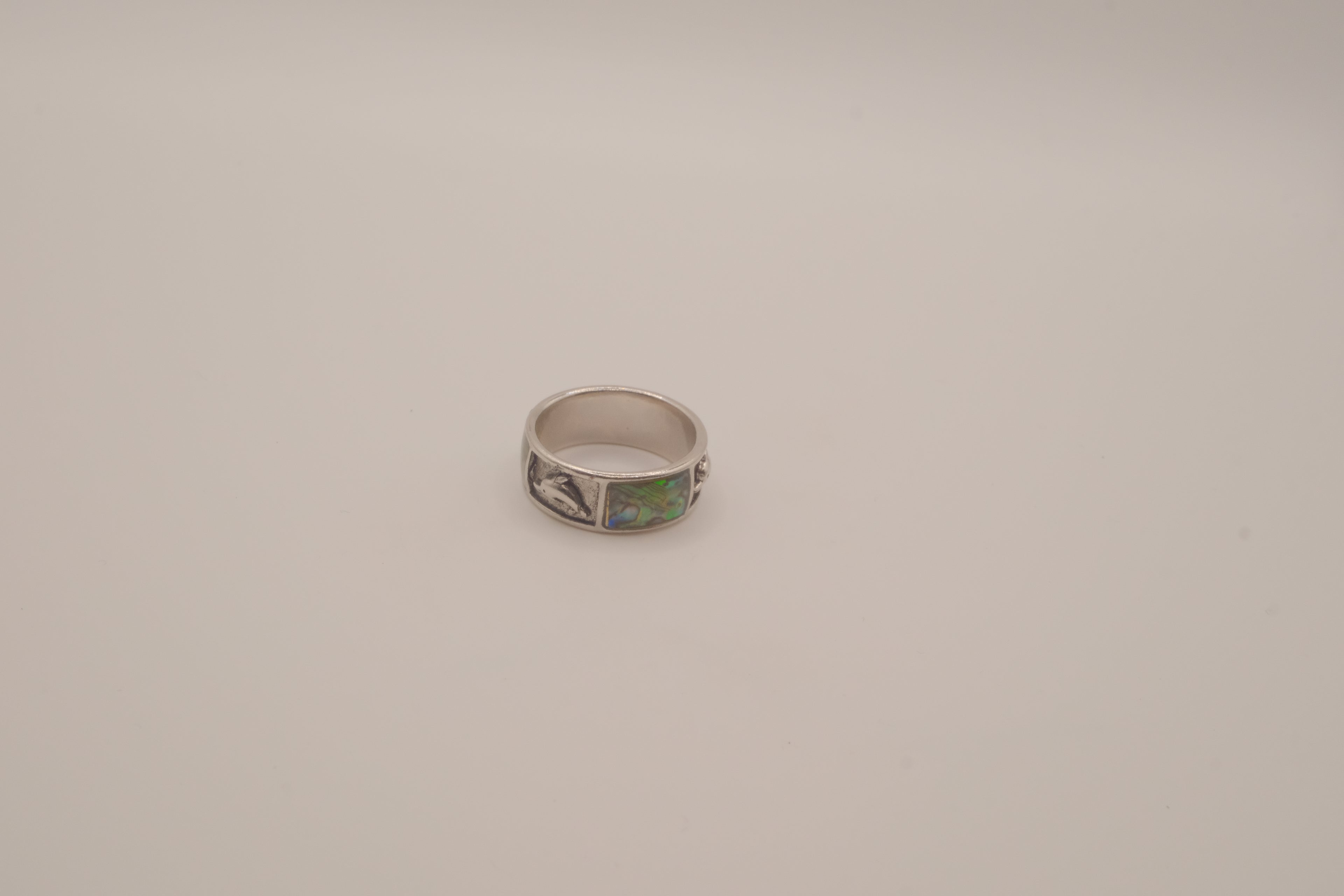 Dolphin and Abalone shell inlay ring