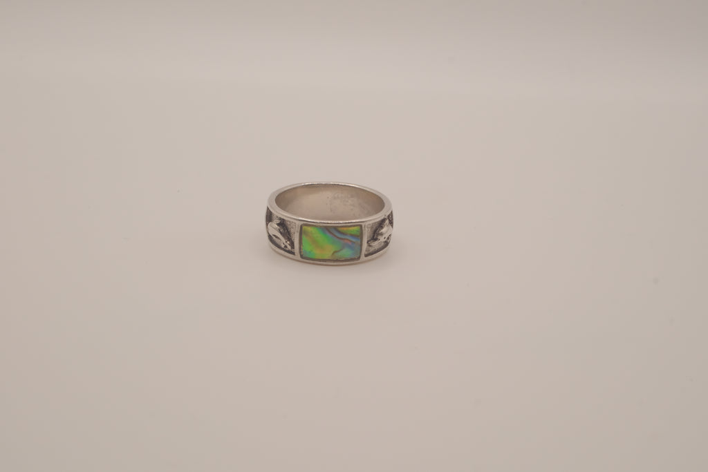 Dolphin and Abalone shell inlay ring
