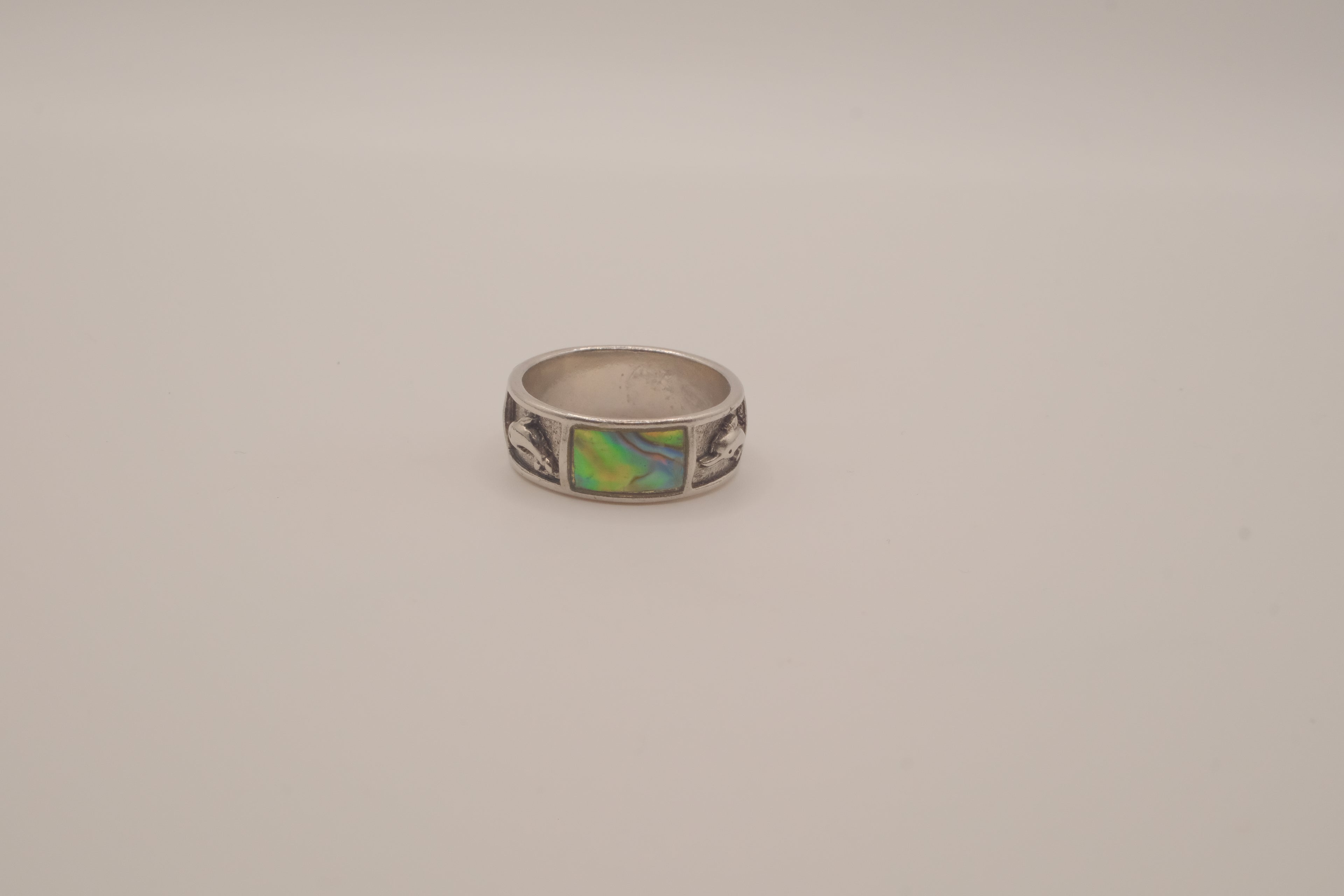 Dolphin and Abalone shell inlay ring
