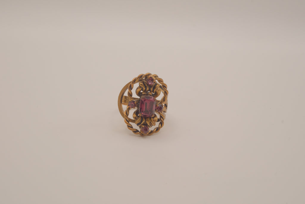 Vintage ornate Purple stone cocktail ring