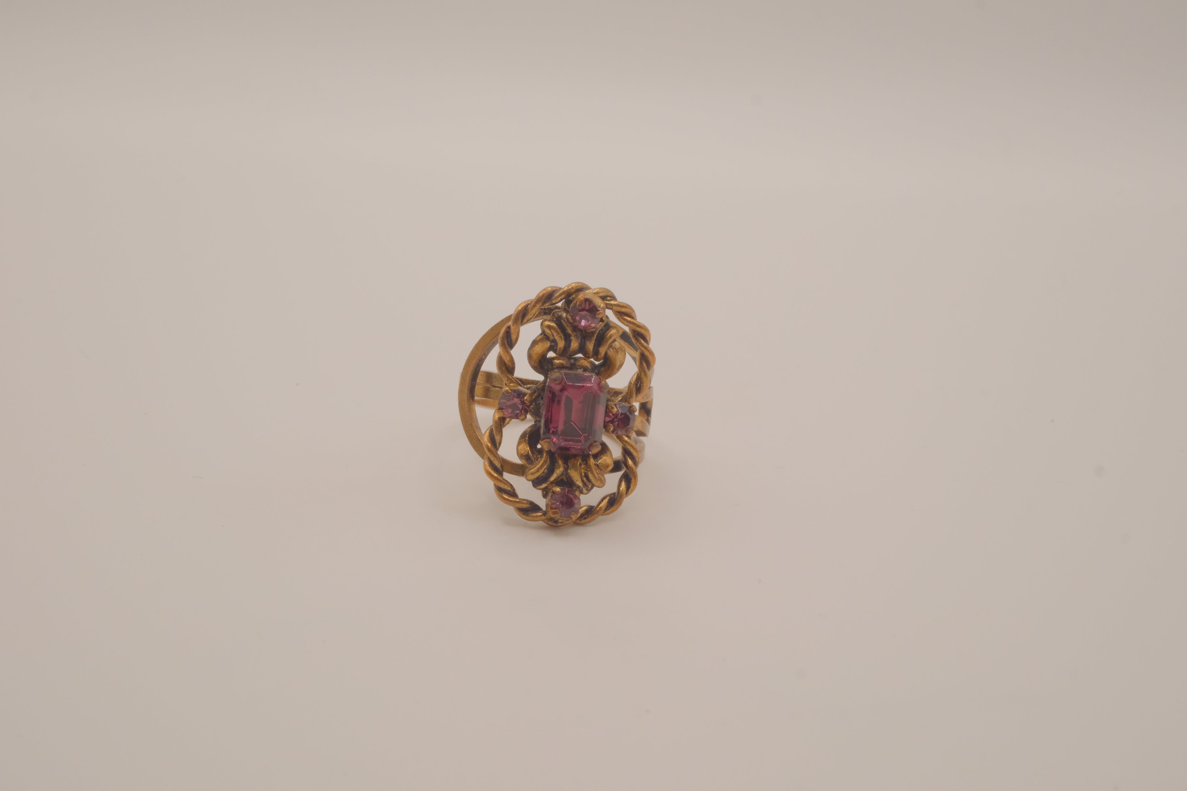 Vintage ornate Purple stone cocktail ring