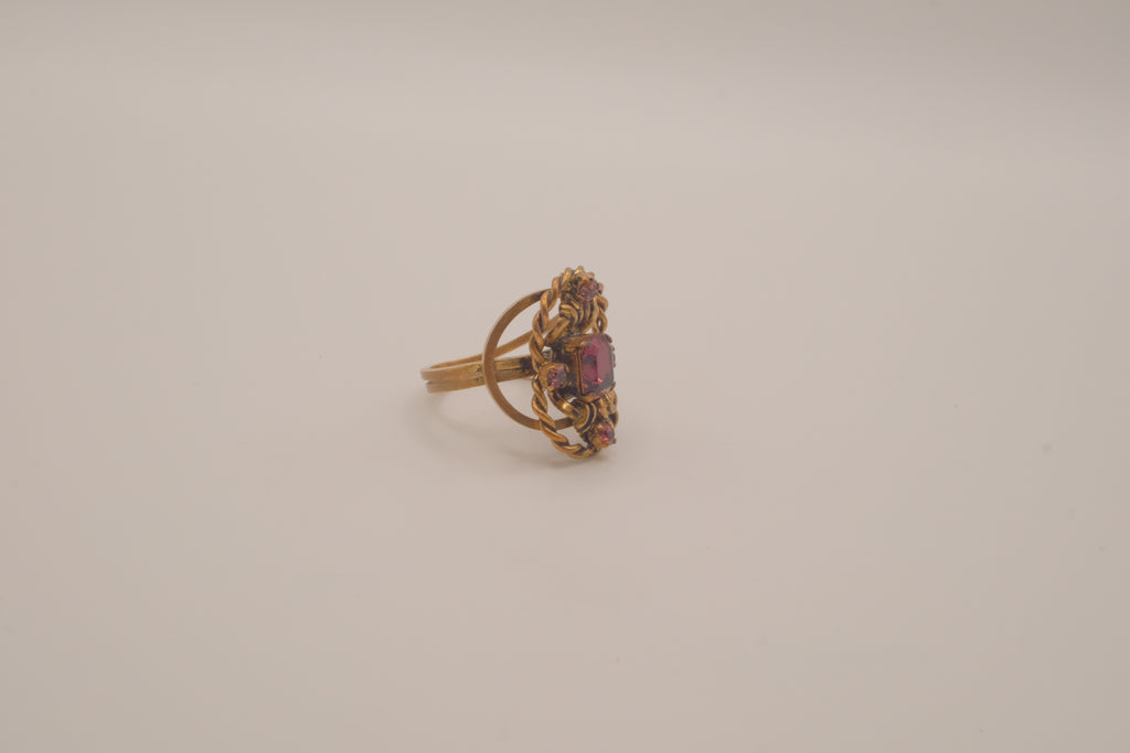 Vintage ornate Purple stone cocktail ring
