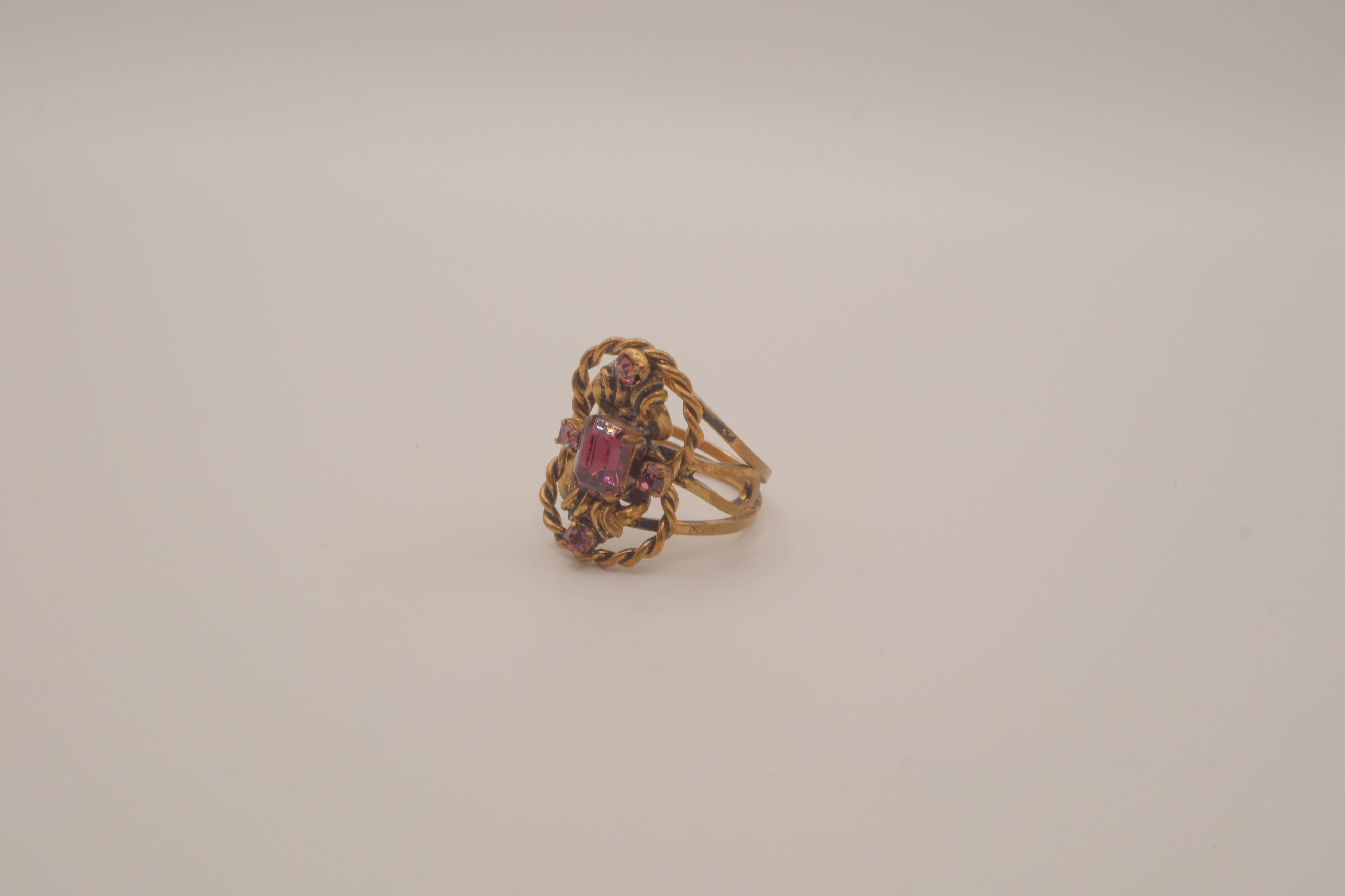 Vintage ornate Purple stone cocktail ring