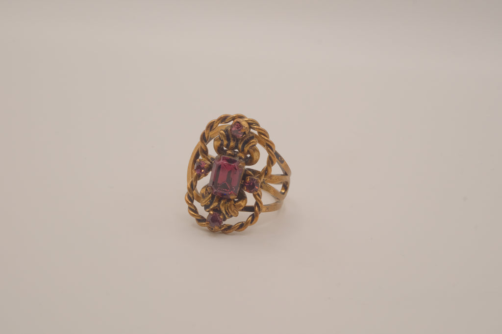 Vintage ornate Purple stone cocktail ring