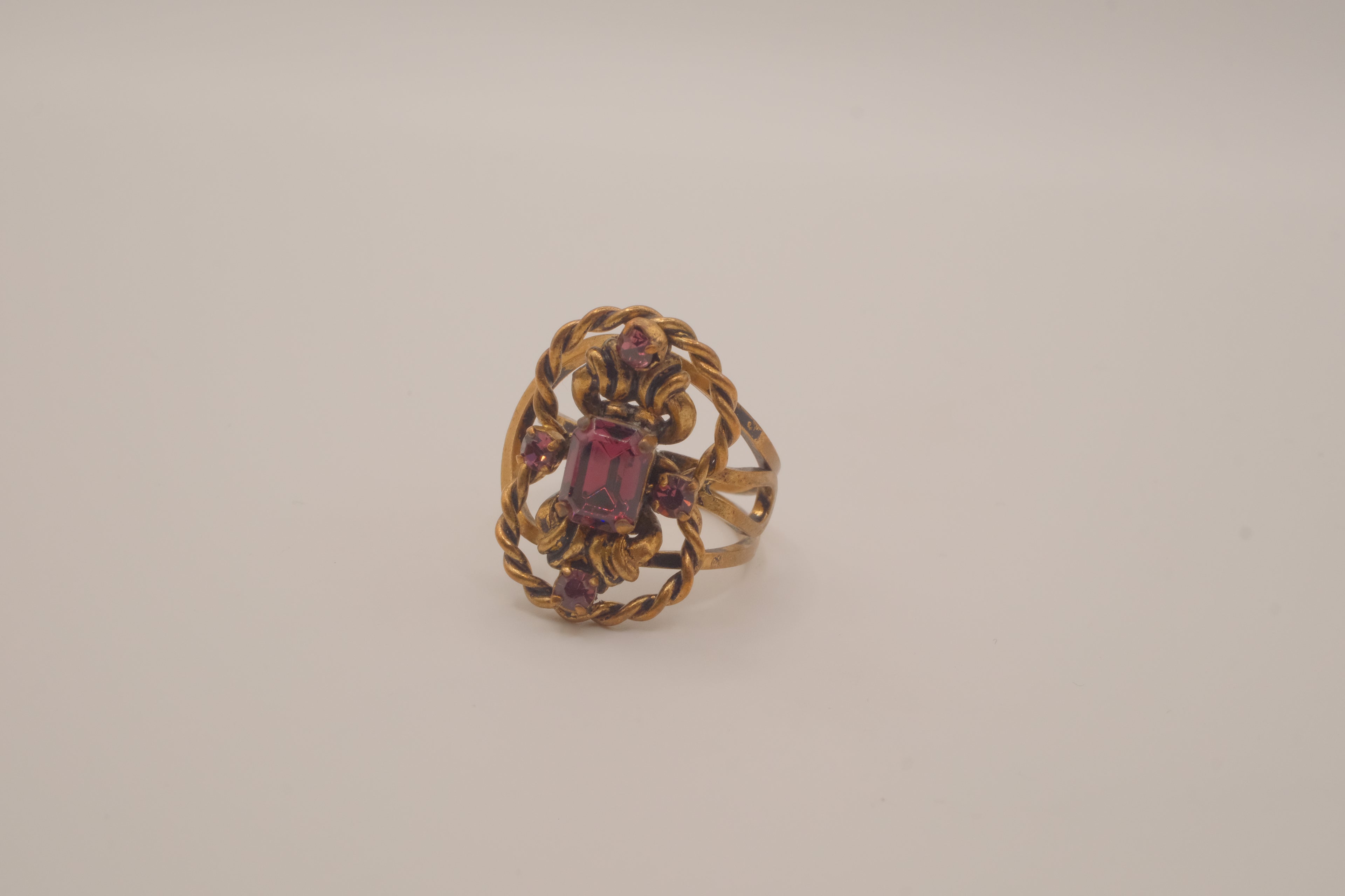 Vintage ornate Purple stone cocktail ring