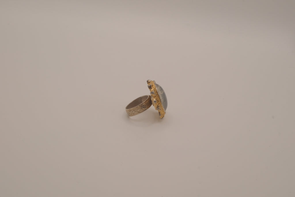 Vintage Blue agate stone ring